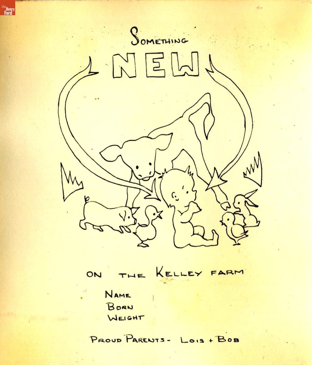 Birth Announcement Drawn by Lois Kelley, September 1948