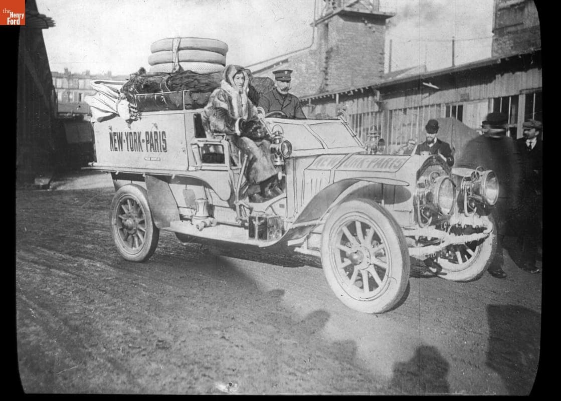 The French De Dion-Bouton Car Leaving the Puteaux, France Factory for the New York to Paris Race, 1908