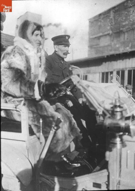 Hans Hansen and G. Boucier St. Chaffray in the De Dion-Bouton Car before the New York to Paris Race, 1908