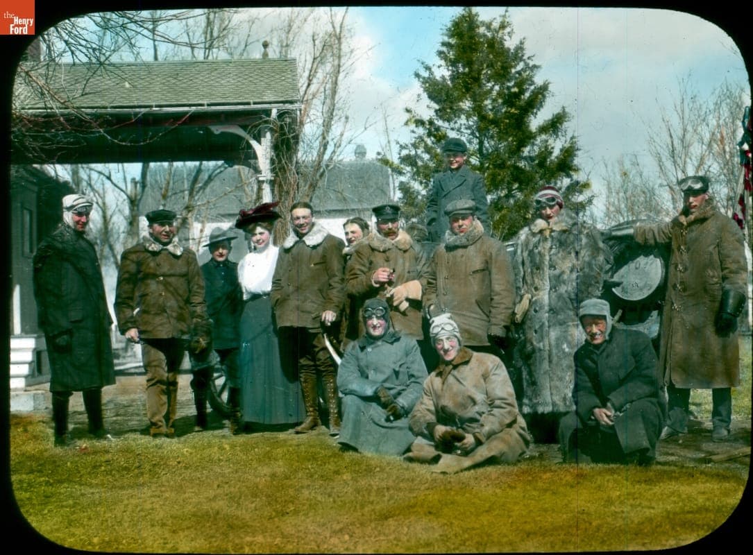 Drivers and Riding Mechanics at W. F. Cody's Home in North Platte, Nebraska, New York to Paris Race, 1908