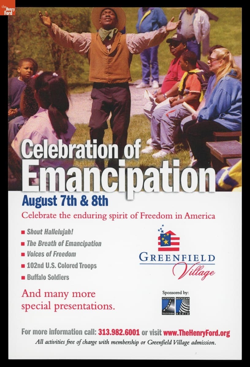 Advertising Handbill, "Celebration of Emancipation" at Greenfield Village, August 2004