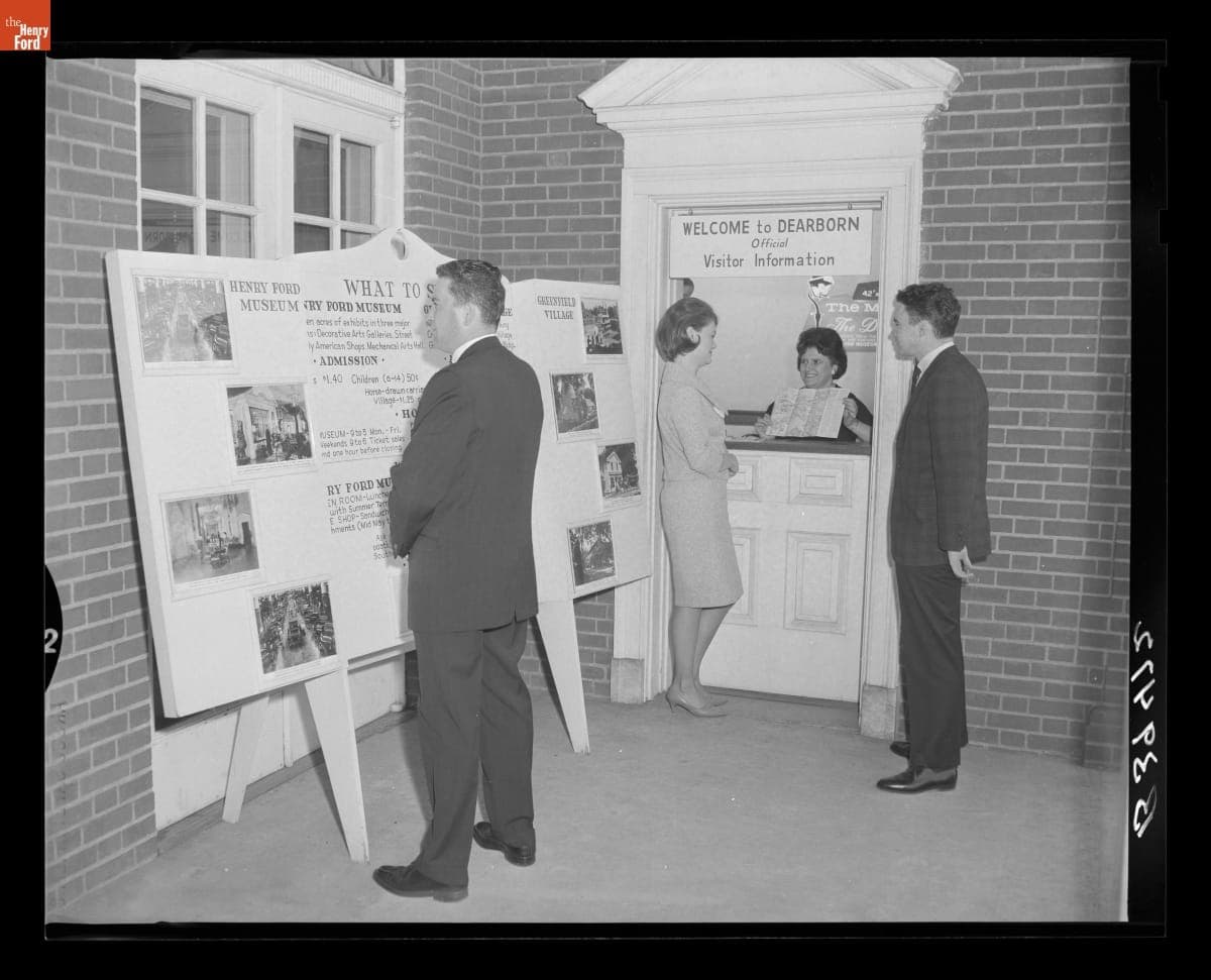Marie Hamilton and Other Staff at the Henry Ford Museum and Greenfield Village Visitor Information Booth, April 1965
