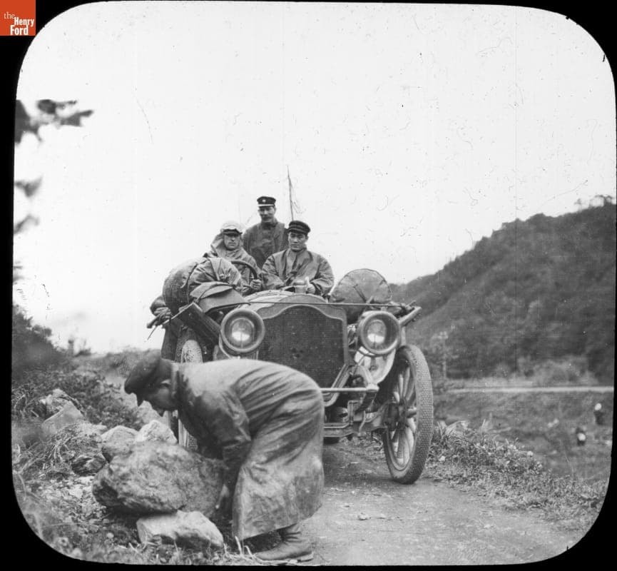 George Miller Clearing the Way for the Thomas Flyer in Japan, New York to Paris Race, 1908
