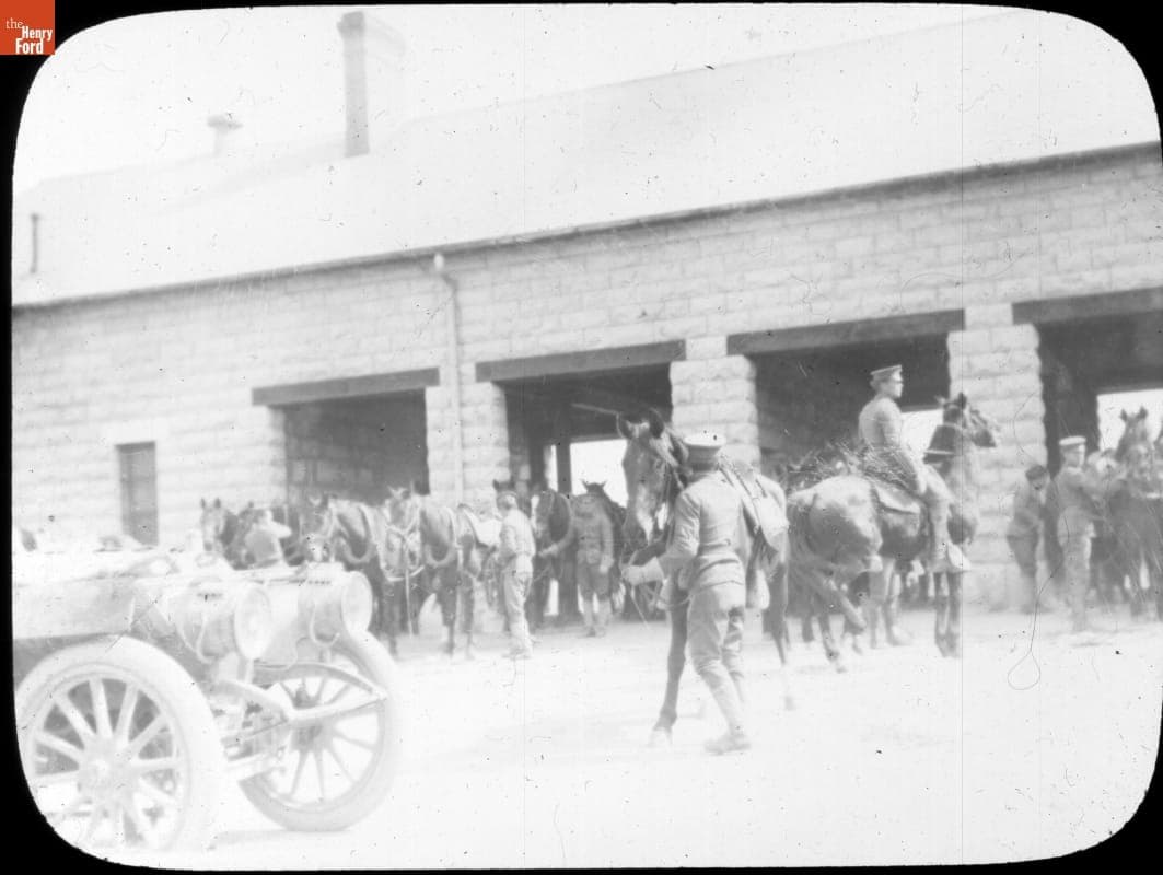 Thomas Flyer at Military Outpost in Russia, New York to Paris Race, 1908