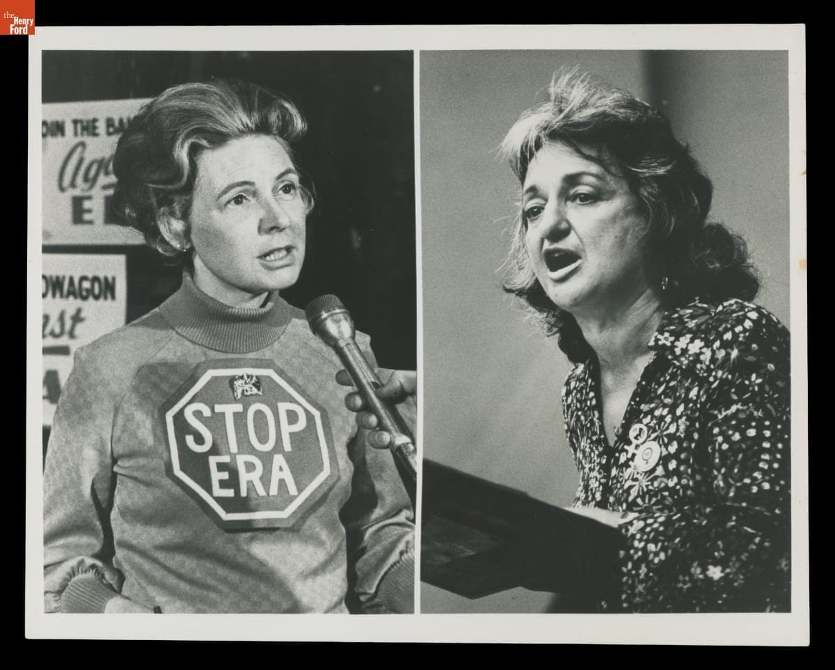 Promotional Image of Phyllis Schlafly and Betty Friedan for "ABC News Closeup on ERA: The War Between the Women," January 1977