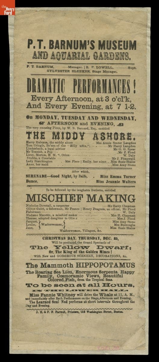 "P.T. Barnum's Museum and Aquarial Gardens," December 1862
