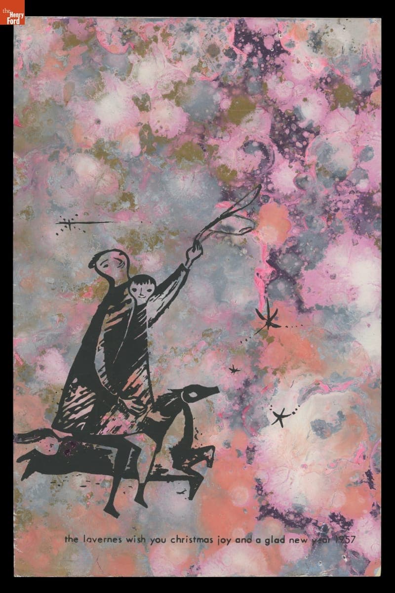 Christmas Card Sent by Estelle and Erwine Laverne, 1956