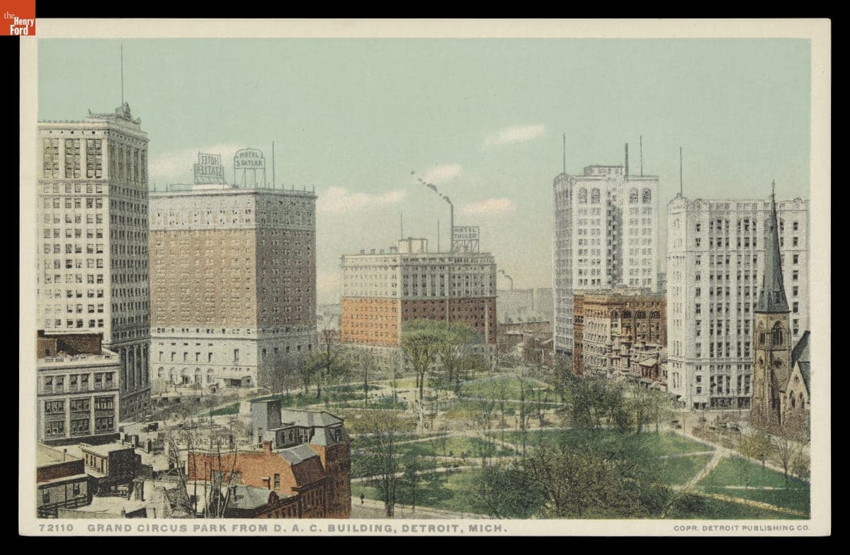 Grand Circus Park from D.A.C. Building, Detroit, Michigan