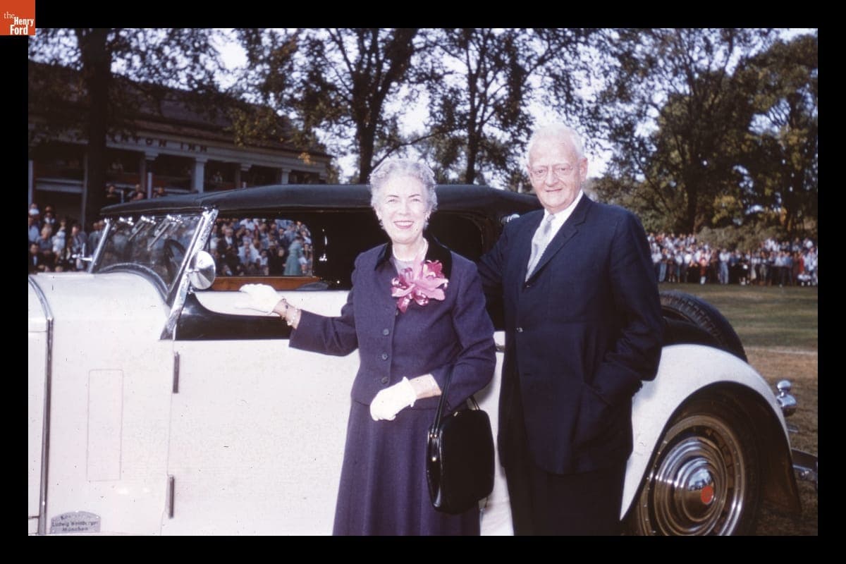 Presentation of 1931 Bugatti Type 41 Royale Convertible at Old Car Festival in Greenfield Village, September 1959