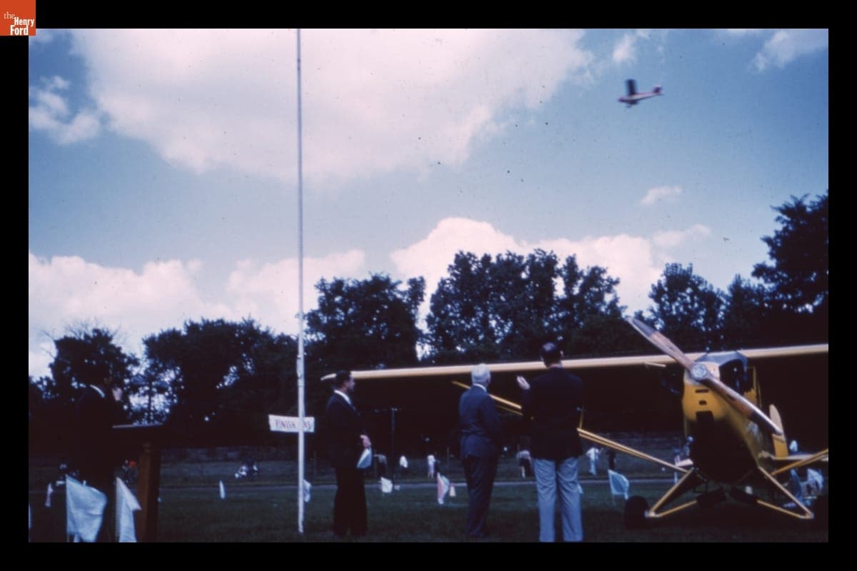 Presentation of 1946 Piper Cub J-3 Airplane at Old Car Festival in Greenfield Village, September 1961