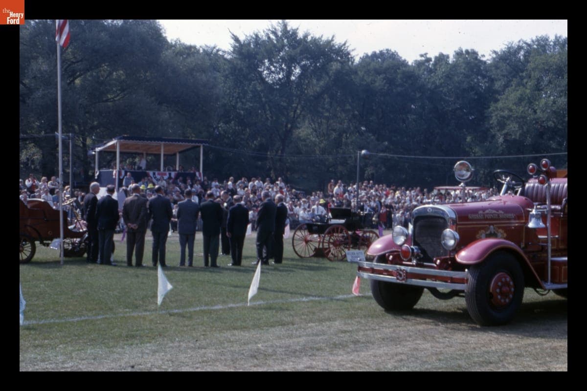 Presentation of 1924 Seagrave Fire Engine at Old Car Festival in Greenfield Village, September 1963