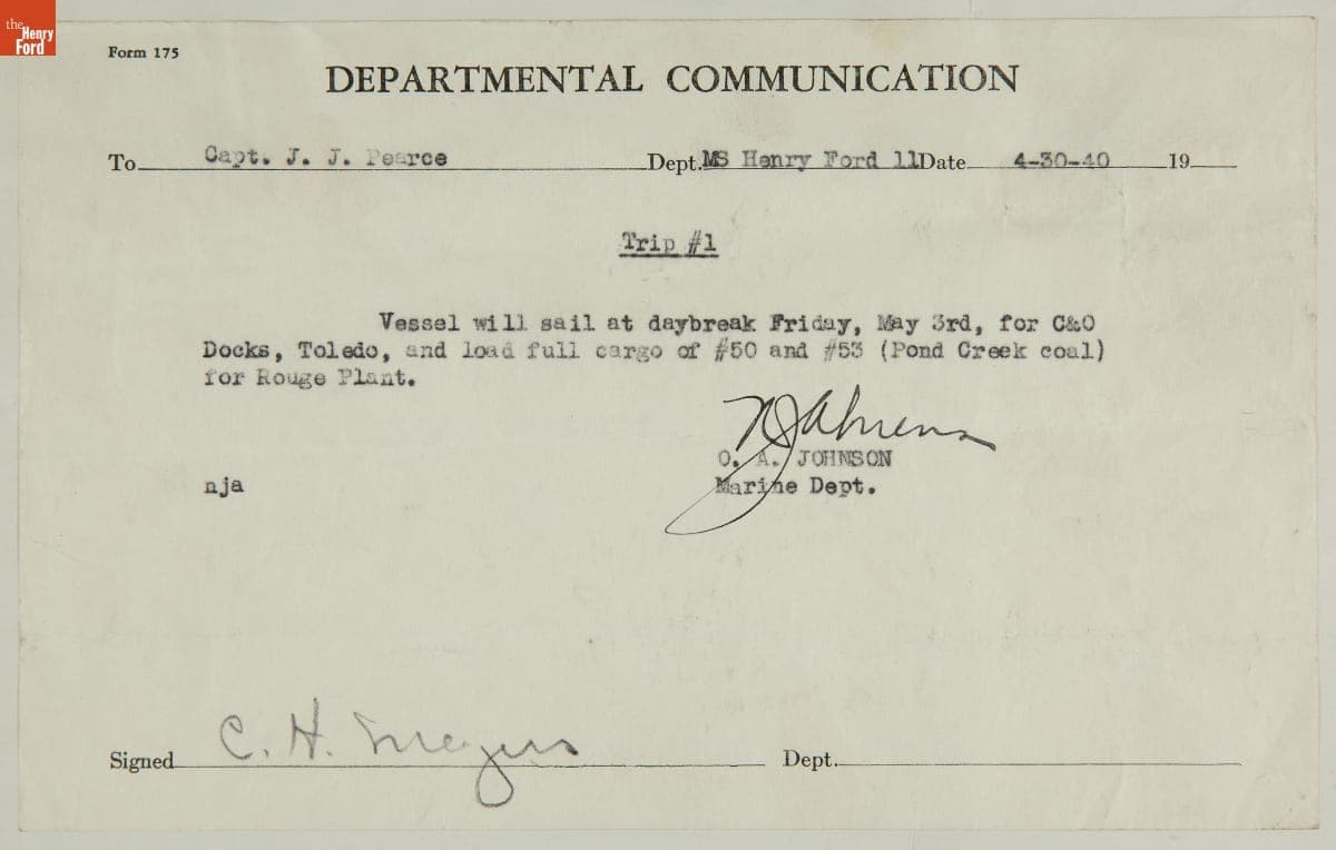 Ship's Log for MS Henry Ford II, Trip 1, May 3-4, 1940