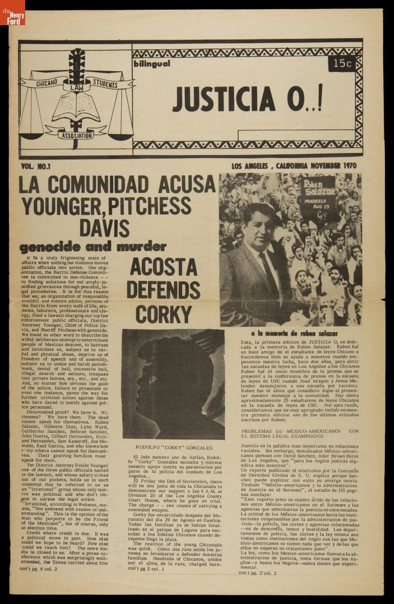 "Justicia O..!" Vol. 1 No. 1, November 1970