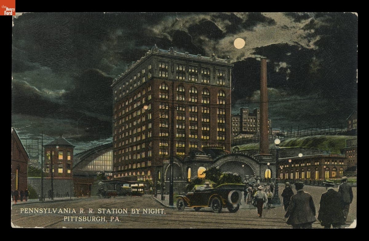 "Pennsylvania R.R. Station By Night, Pittsburgh, PA," circa 1916