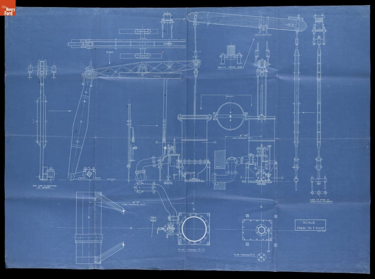 Blueprint Drawing of the 1821 Moira Engine, 1928