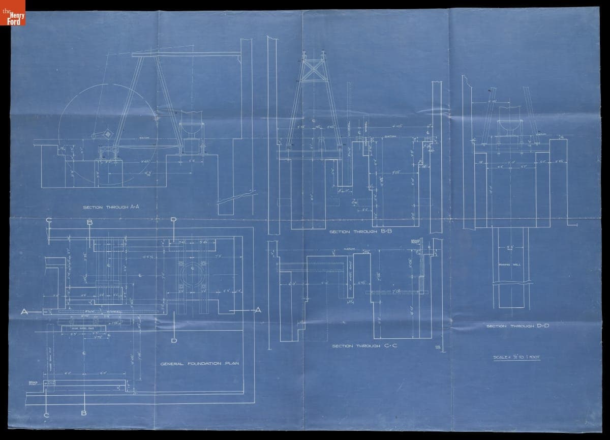 Blueprint Drawing of the 1821 Moira Engine, 1928