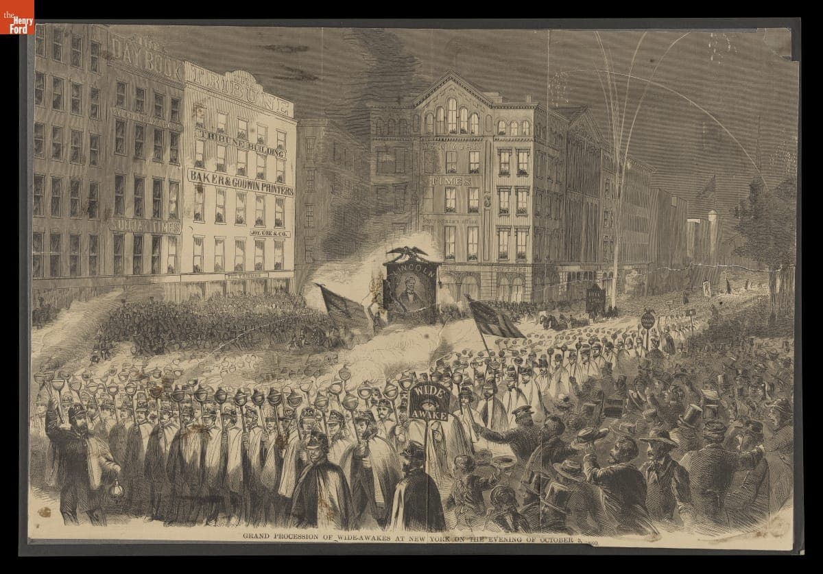 Grand Procession of Wide-Awakes at New York on the Evening of October 3, 1860