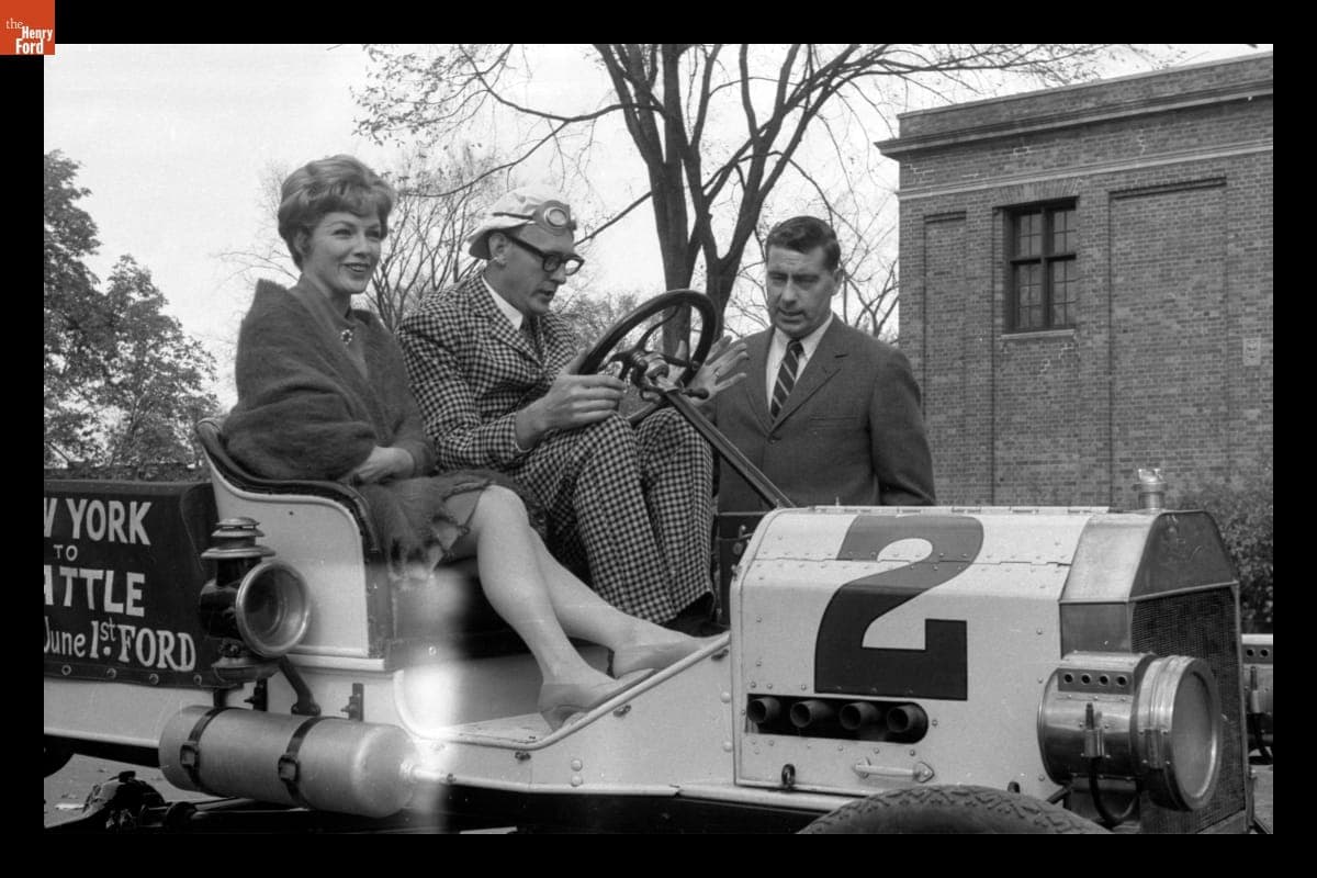Bill Owen and Virginia Gibson with Kenneth Schwartz Filming ABC-TV "Discovery" Program, 1966