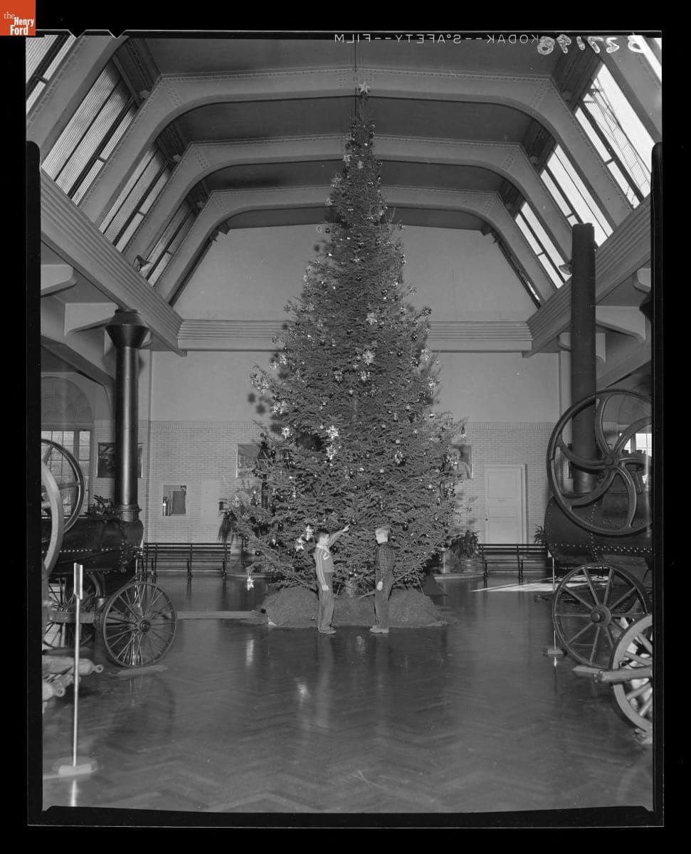 Children Looking up at the Christmas Tree in Henry Ford Museum, December 1960