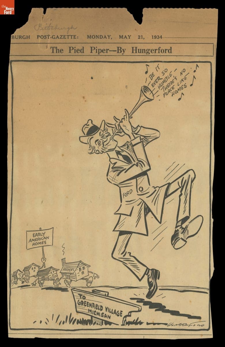 "The Pied Piper," Depicting Henry Ford Leading Early American Homes to Greenfield Village, 1934