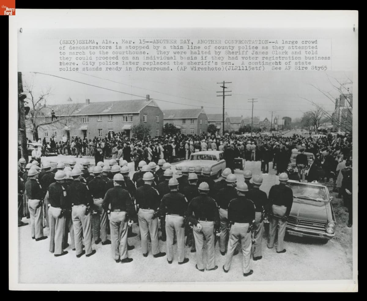 Demonstrators Stopped by Police as they Attempt to March to the Dallas County Courthouse, March 15, 1965