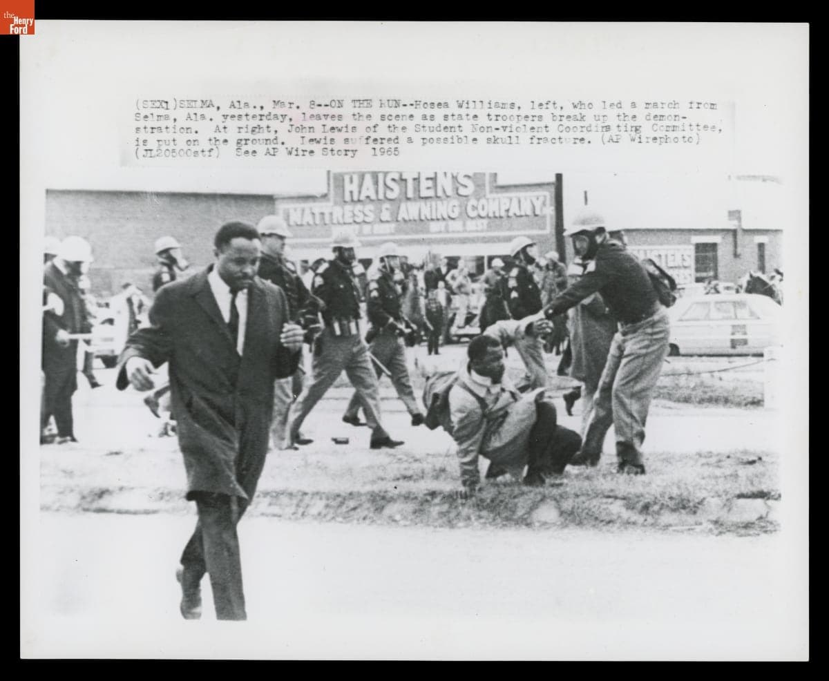 John Lewis of the Student Non-Violent Coordinating Committee is Forced to the Ground by State Trooper, March 7, 1965
