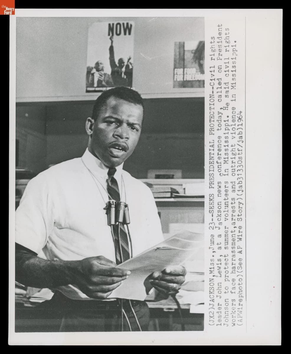 Civil Rights Leader John Lewis Calls on President Johnson to Protect Summer Civil Rights Volunteers in Mississippi, June 23, 1964