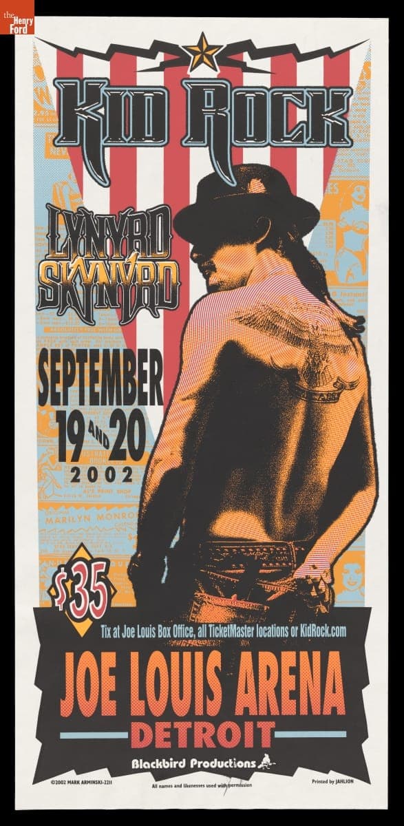 Advertising Poster, Kid Rock Concert, Joe Louis Area, Detroit, Michigan, September 19-20, 2002