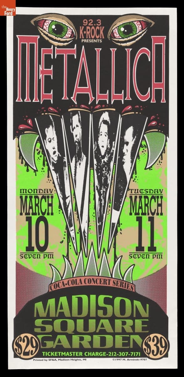 Advertising Poster, "92.3 K-Rock Presents: Metallica," March 10-11, 1997
