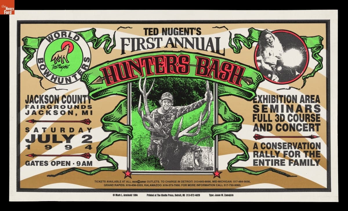 Advertising Poster, "Ted Nugent's First Annual Hunters Bash," July 2, 1994