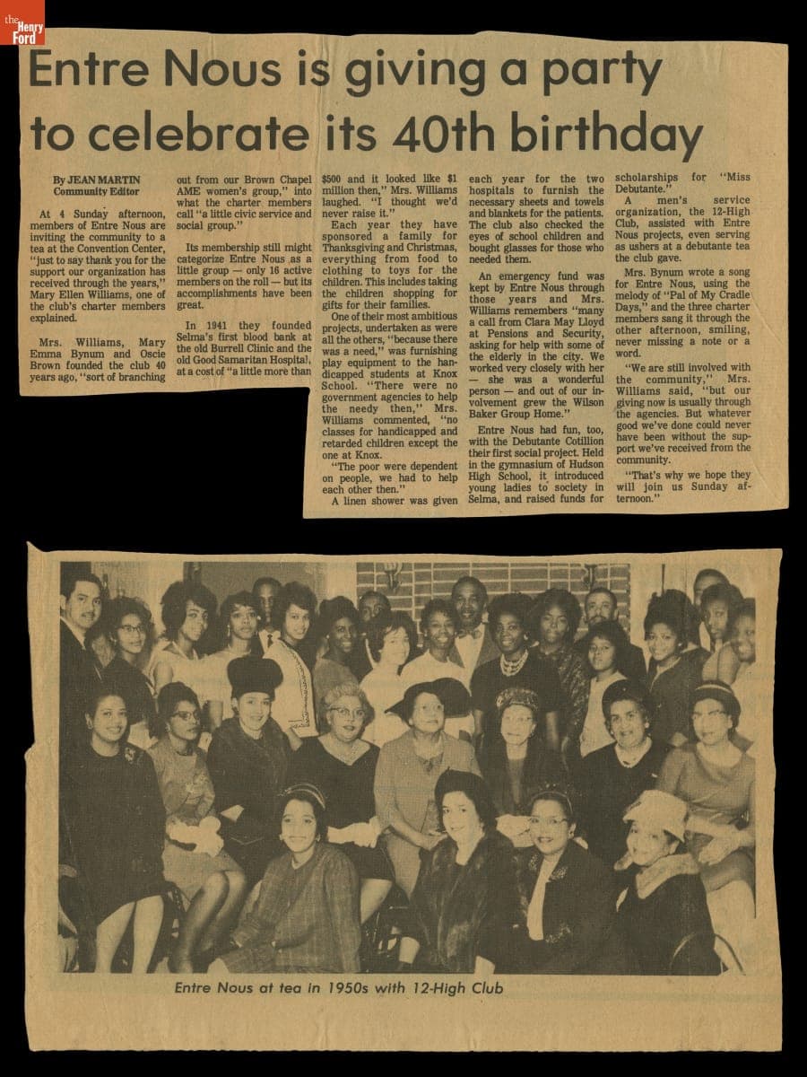 "Entre Nous is giving a party to celebrate its 40th birthday," Selma Times-Herald, December 3, 1980