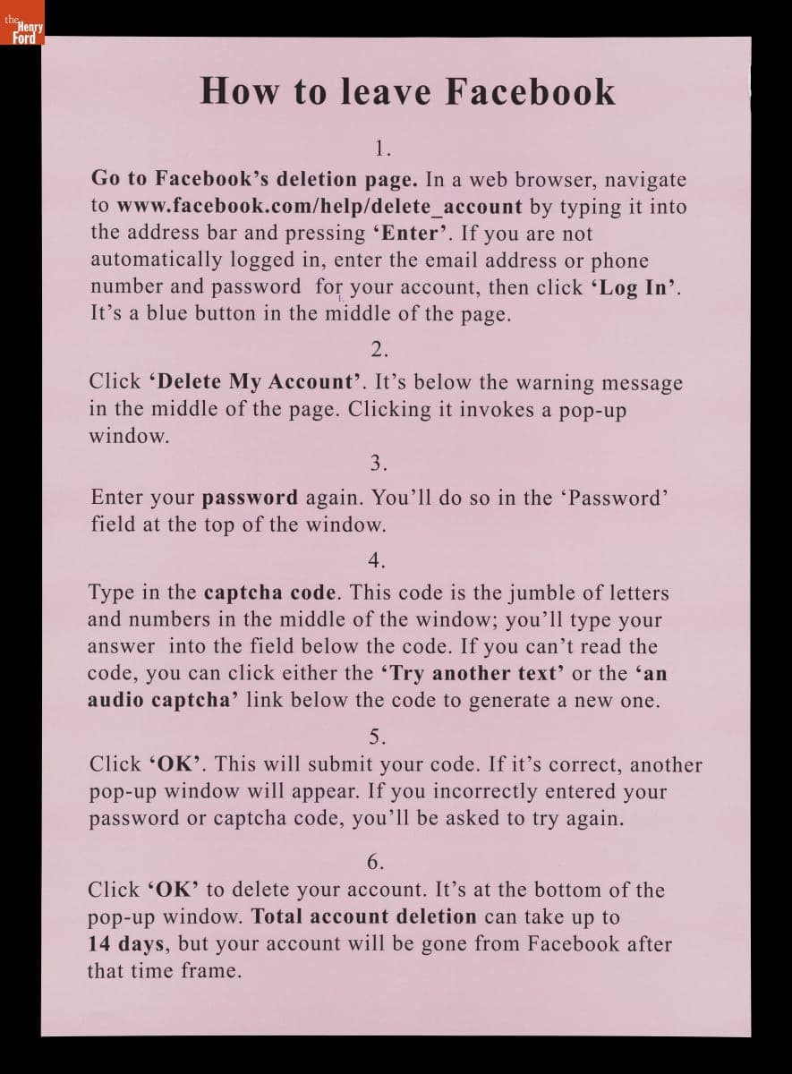 "How to Leave Facebook" Poster, March 2018