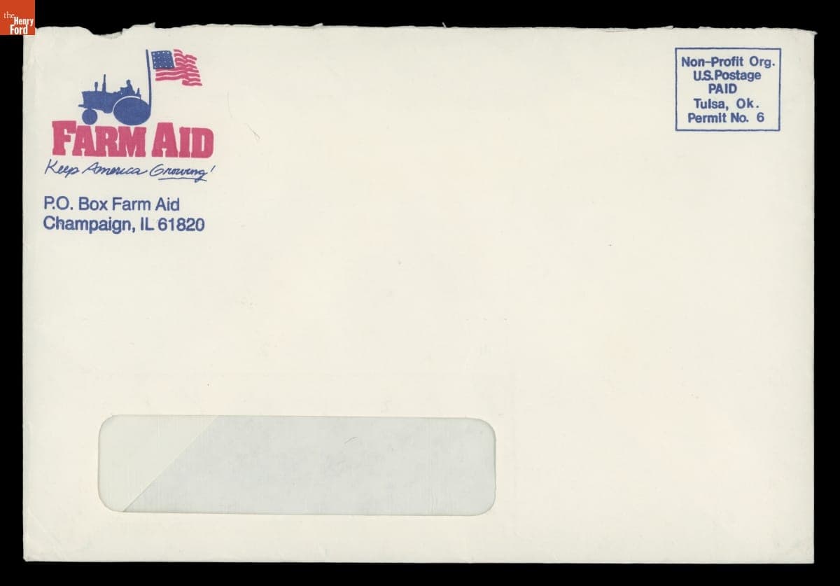 Farm Aid Direct Mail Envelope, 1985