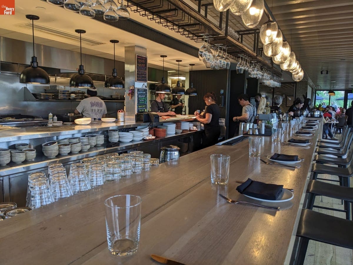 Kitchen and Bar Area at Owamni Restaurant, Minneapolis, Minnesota, June 6, 2025