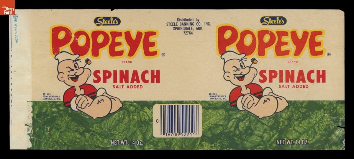 "Steele's Popeye Brand Spinach," 1974-1978