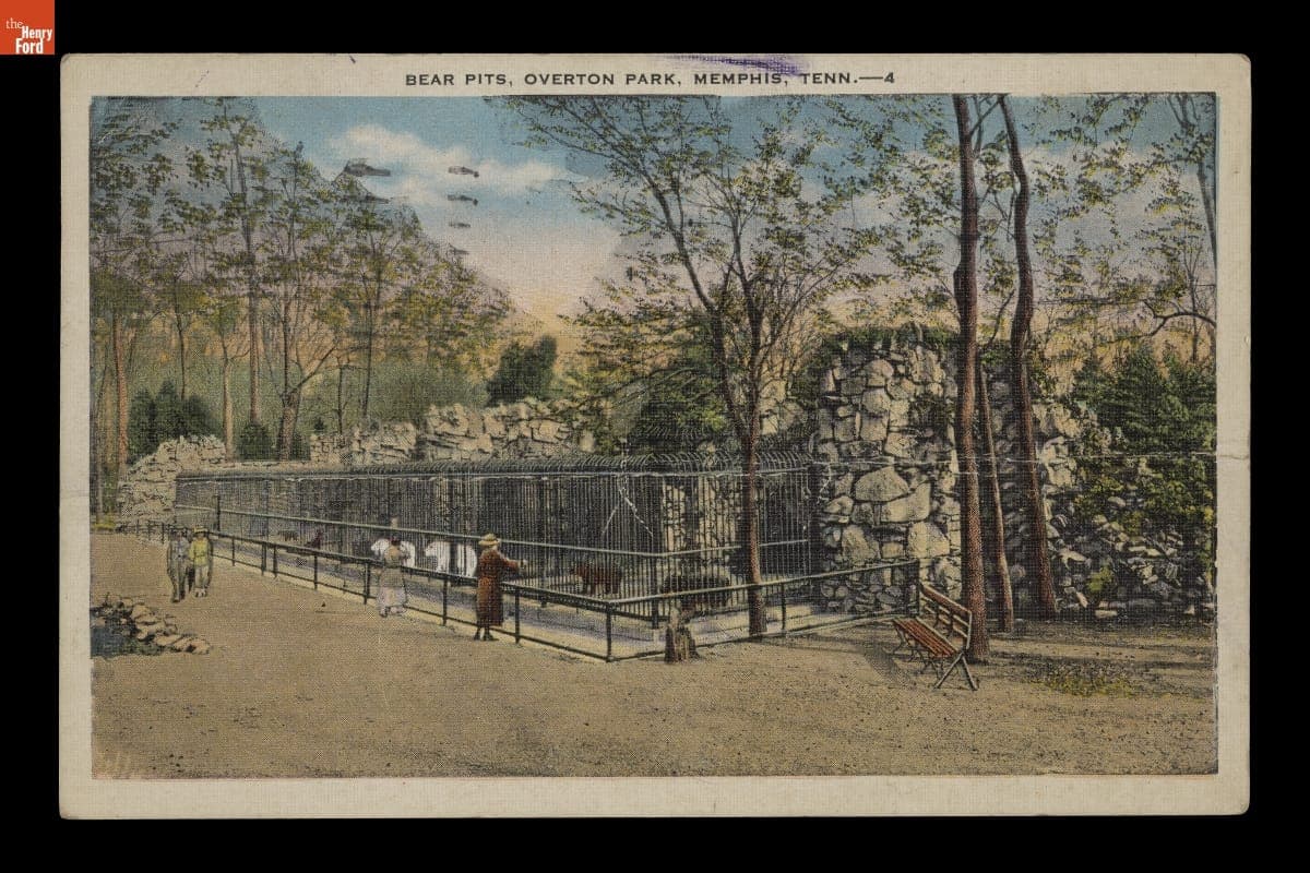 "Bear Pits, Overton Park, Memphis, Tenn.," Sent to Andrew Purnell, Postmarked September 21, 1937