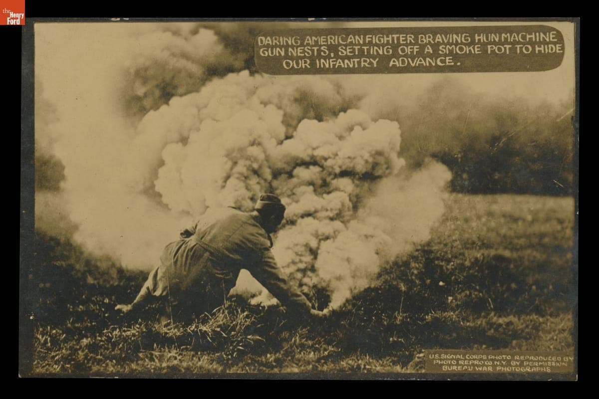 "Daring American Fighter Braving Hun Machine Gun Nests...," circa 1917