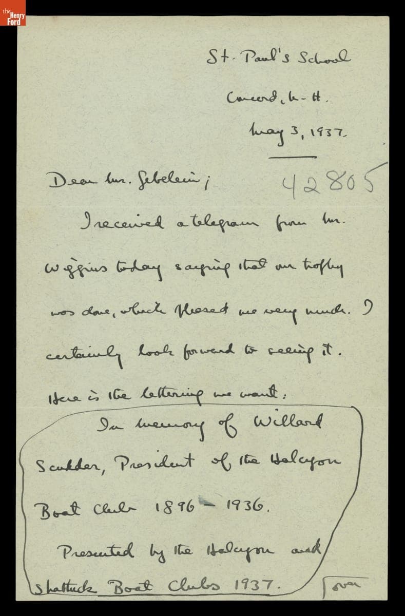 Letter from John Richards to George C. Gebelein, May 3, 1937