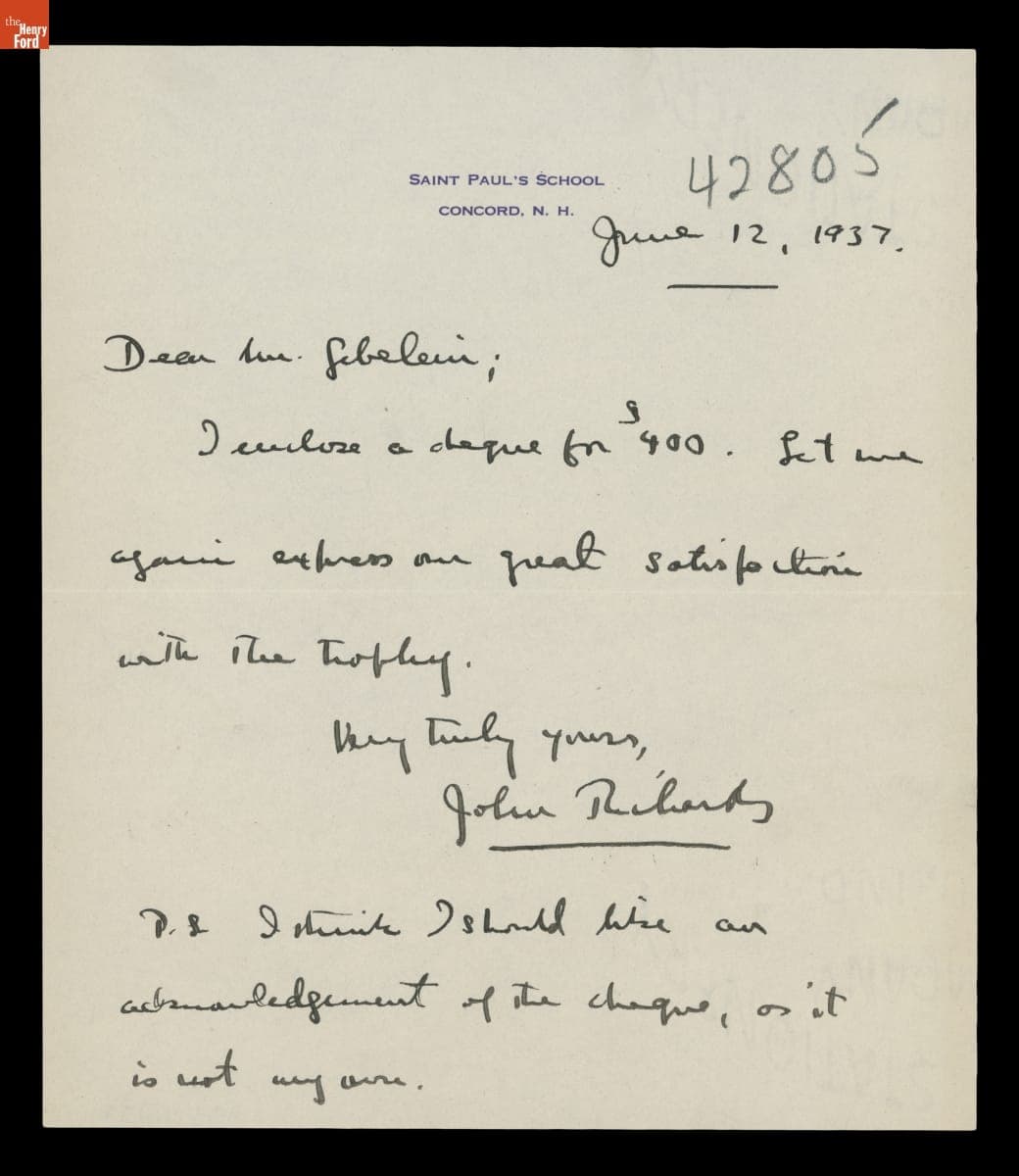 Letter from John Richards to George C. Gebelein, June 12, 1937