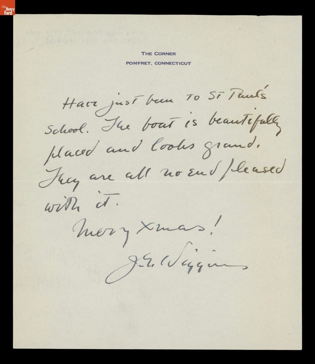 Note from John Gregory Wiggins to George C. Gebelein, 1937