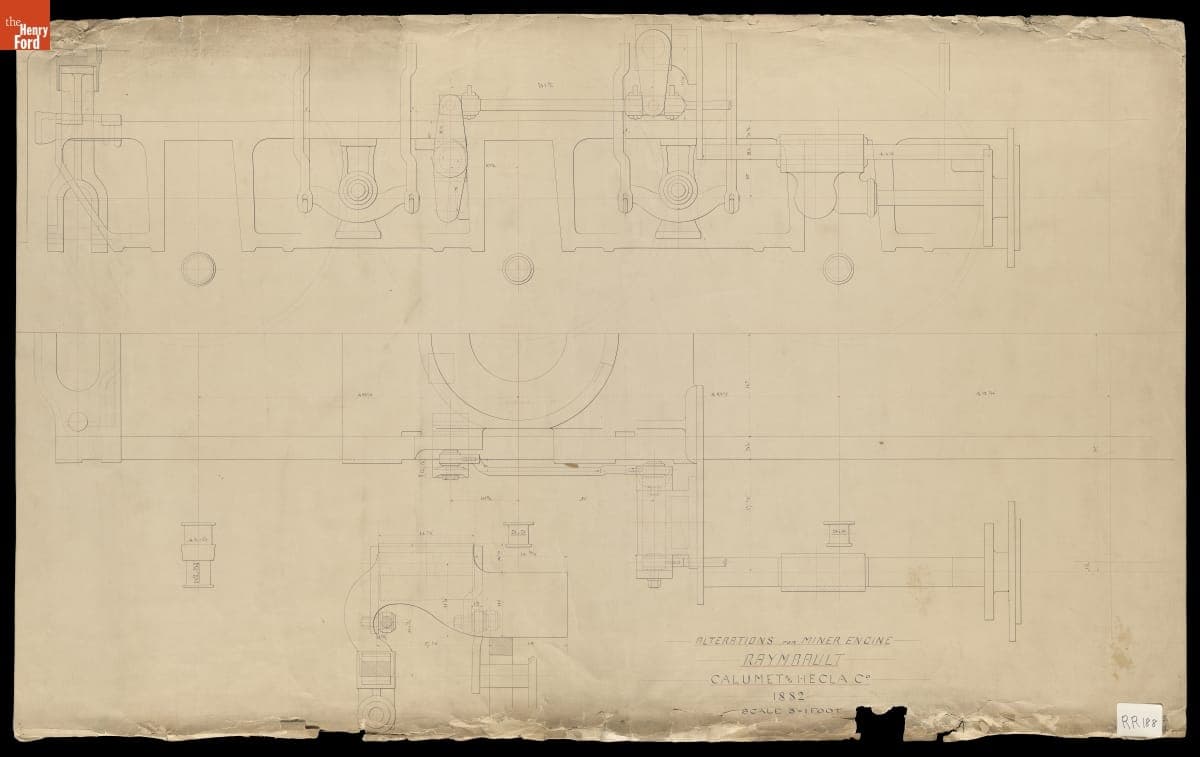 Alterations for Miner Engine Raymbault, Calumet and Hecla Mining Co, 1882