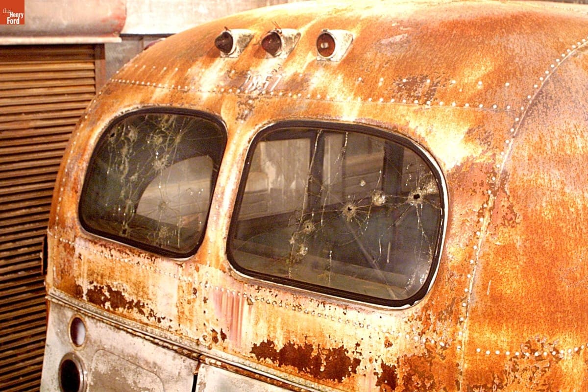 Rosa Parks Bus before Restoration, Exterior Detail, March 2002