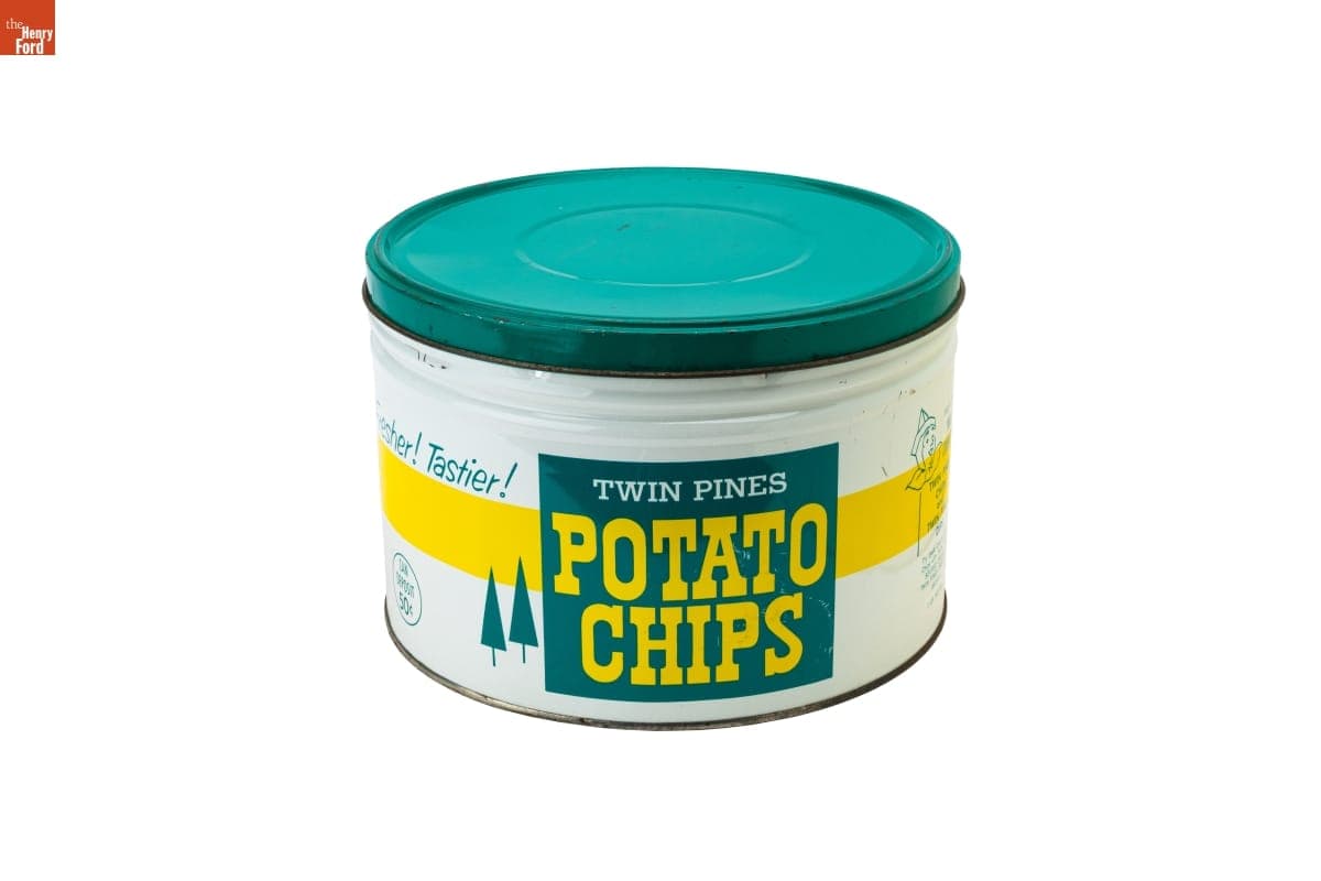Twin Pines Potato Chips Canister, 1955-1965
