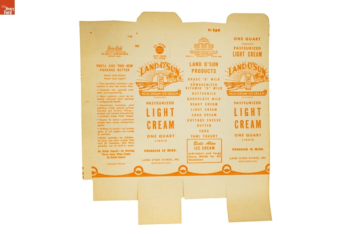 Land O' Sun Light Cream Carton