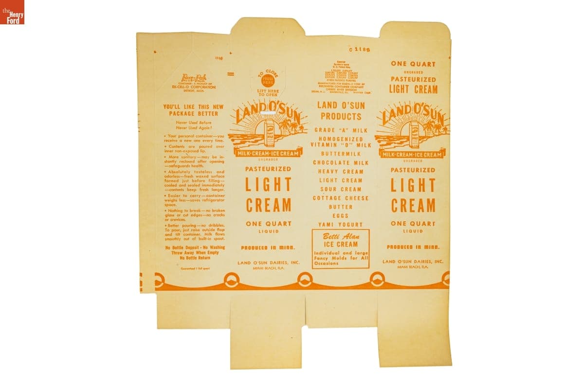 Land O' Sun Light Cream Carton