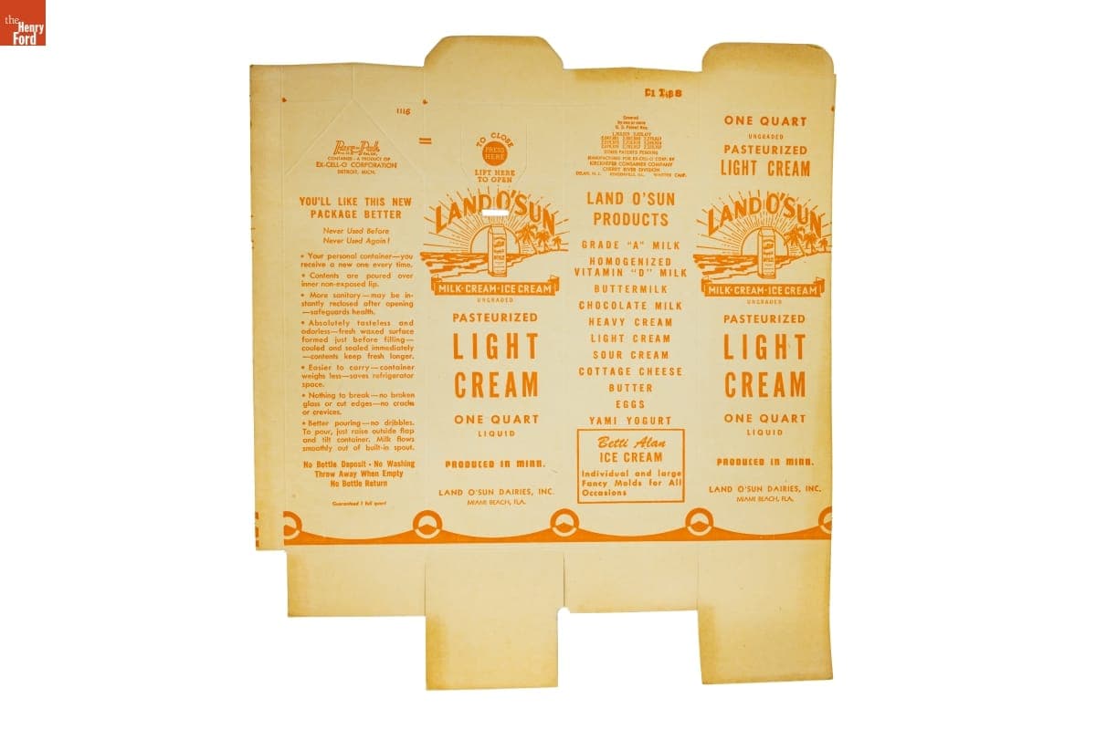 Land O' Sun Light Cream Carton