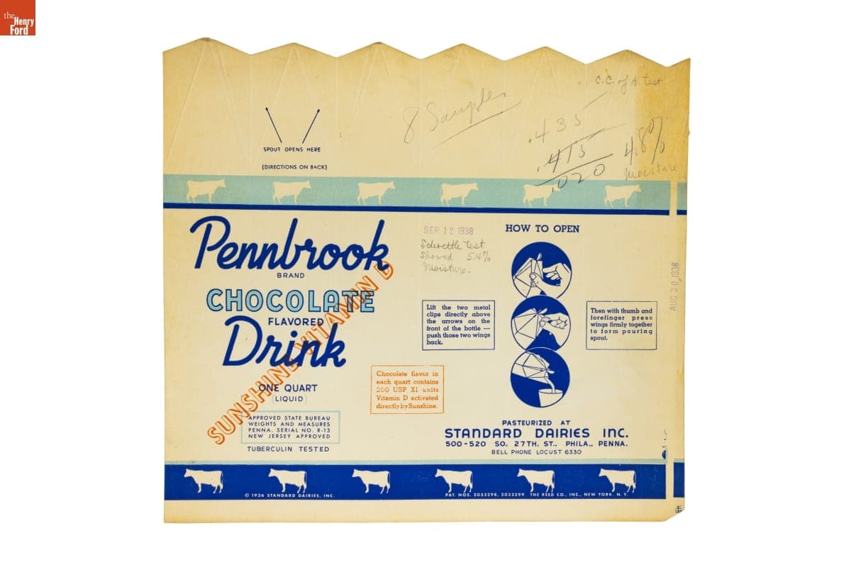 Pennbrook Chocolate Drink Carton, 1938
