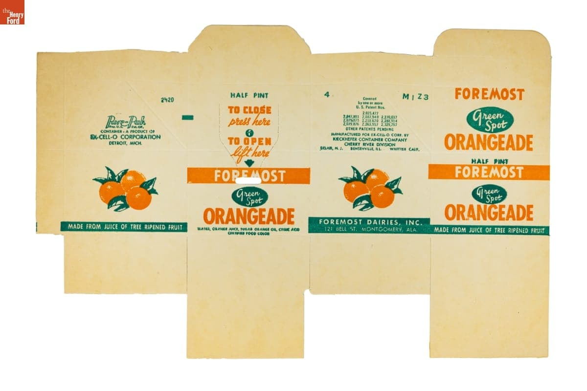 Foremost Dairies, Inc. Orangeade Carton