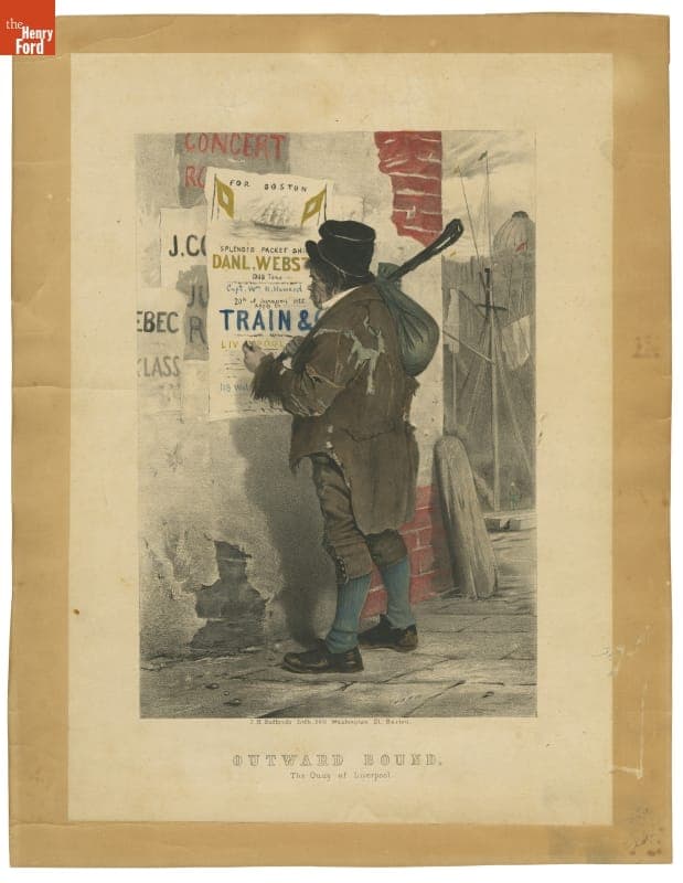 Print, "Outward Bound, The Quay of Liverpool", circa 1855