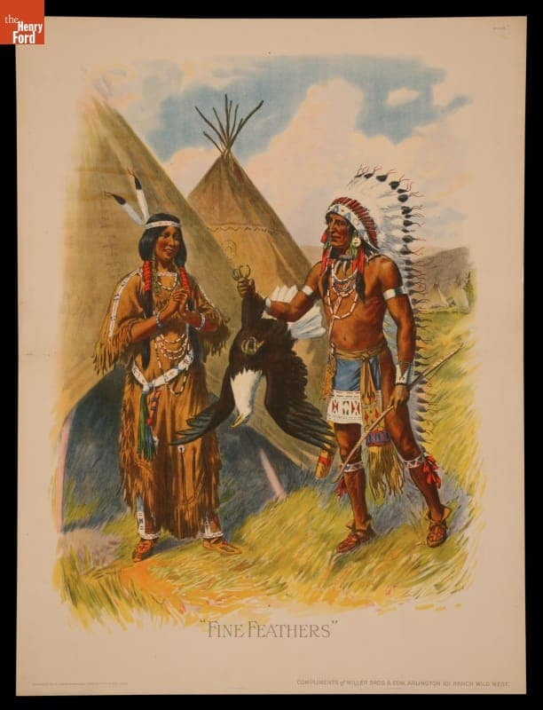 Circus Poster, Compliments of Miller Brothers & Arlington 101 Ranch Real Wild West, "Fine Feathers," 1914